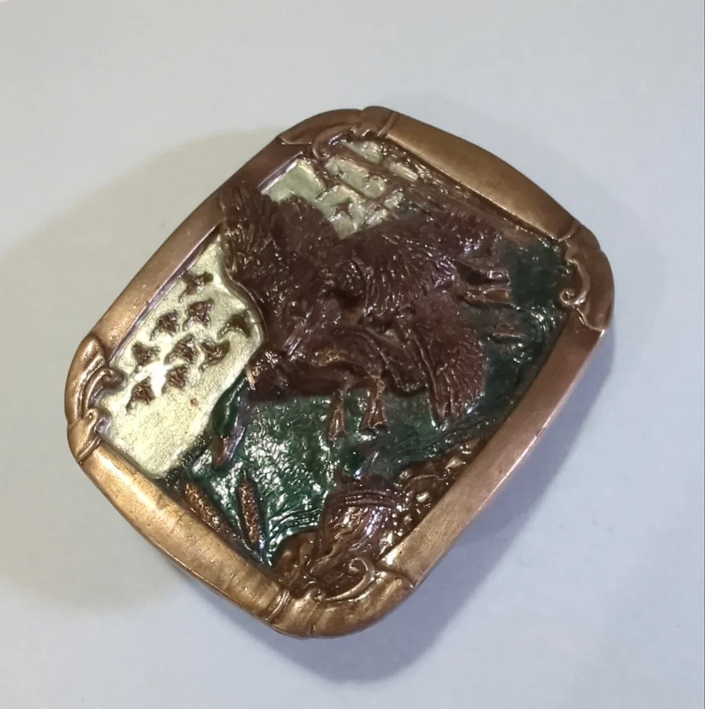 Vintage 1985 Mallard Ducks Belt Buckle Made In USA also Serial Numbered